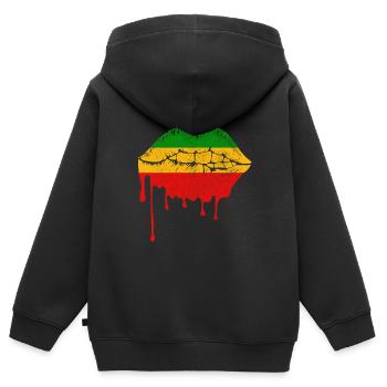 Reggae Musik Rastafari Jamaika - Kinder Premium Organic Zip Hoodie - Schwarz - Hinten - AI Model Kid Male (0cm)