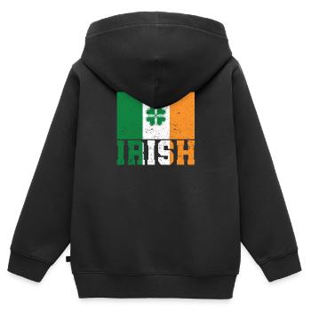 Patriotische irische Flagge Irland Kleeblatt - Kinder Premium Organic Zip Hoodie - Schwarz - Hinten - AI Model Kid Male (0cm)
