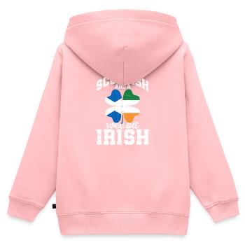 Des racines écossaises et un peu irlandaises - Sweat Premium à capuche zippé enfant bio - rose - Dos - AI Model Kid Female (0cm)