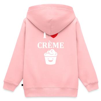 Humour crème fraiche - Sweat Premium à capuche zippé enfant bio - rose - Dos - AI Model Kid Female (0cm)