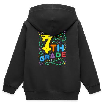 Yellow Seven - 7e année - Sweat Premium à capuche zippé enfant bio - noir - Dos - AI Model Kid Male (0cm)
