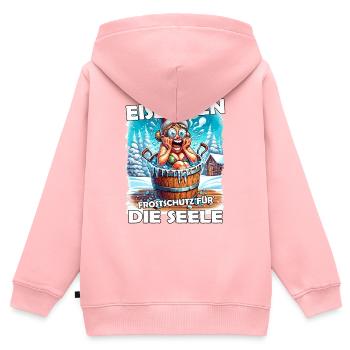 Eisbaden Winterbaden Lustig - Kinder Premium Organic Zip Hoodie - Rosa - Hinten - AI Model Kid Female (0cm)