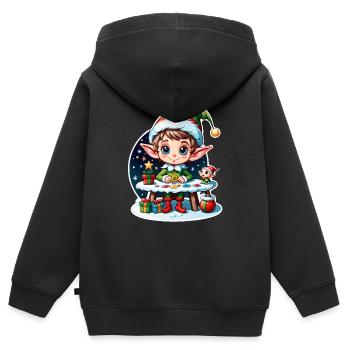 elf christmas elf gift - Kids Premium Organic Zip-up Hoodie - black - Back - AI Model Kid Male (0cm)