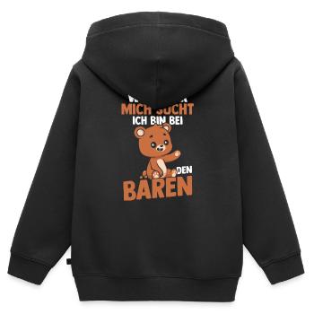 Wenn Ihr Mich Sucht Bin Ich Bei Den Bären - Kinder Premium Organic Zip Hoodie - Schwarz - Hinten - AI Model Kid Male (0cm)