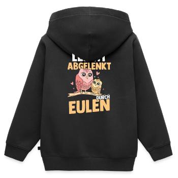 Leicht Abgelenkt Durch Eulen - Kinder Premium Organic Zip Hoodie - Schwarz - Hinten - AI Model Kid Male (0cm)