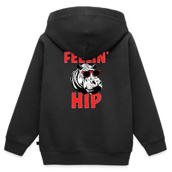 Hippopotame Hippopotame - Sweat Premium à capuche zippé enfant bio - noir - Dos - AI Model Kid Male (0cm)