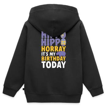 Hippopotame Hippopotame - Sweat Premium à capuche zippé enfant bio - noir - Dos - AI Model Kid Male (0cm)