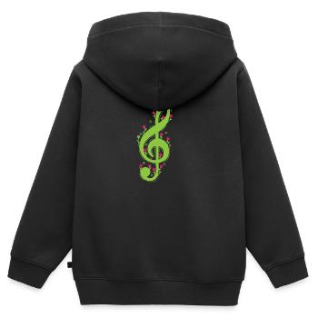 Notenschlüssel mit Blumen Musik - Kinder Premium Organic Zip Hoodie - Schwarz - Hinten - AI Model Kid Male (0cm)
