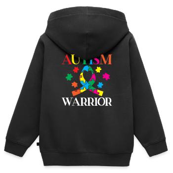 Autism Warrior Autistic Ninja Asperger Syndrome - Kinder Premium Organic Zip Hoodie - Schwarz - Hinten - AI Model Kid Male (0cm)