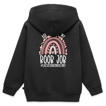 Consultante en lactation Mama Allaitement Lactation - Sweat Premium à capuche zippé enfant bio - noir - Dos - AI Model Kid Male (0cm)