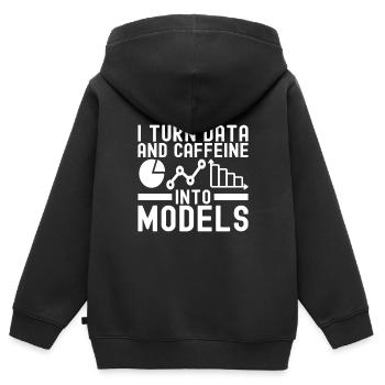 Analyste de données en science des données - Sweat Premium à capuche zippé enfant bio - noir - Dos - AI Model Kid Male (0cm)