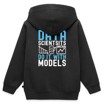 Analyste de données en science des données - Sweat Premium à capuche zippé enfant bio - noir - Dos - AI Model Kid Male (0cm)