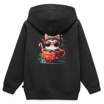 CHATS MIGNONS - Sweat Premium à capuche zippé enfant bio - noir - Dos - AI Model Kid Male (0cm)