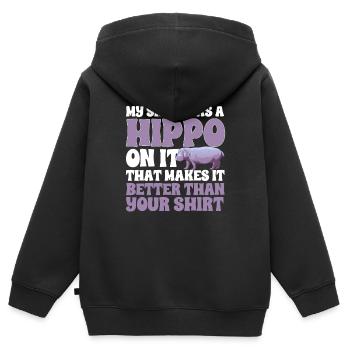 Hippopotame Hippopotame - Sweat Premium à capuche zippé enfant bio - noir - Dos - AI Model Kid Male (0cm)