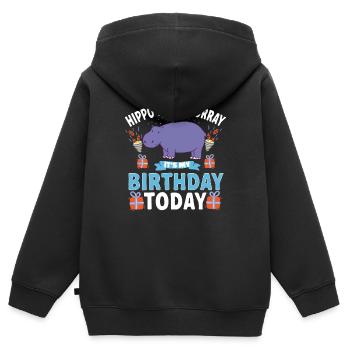 Hippopotame Hippopotame - Sweat Premium à capuche zippé enfant bio - noir - Dos - AI Model Kid Male (0cm)