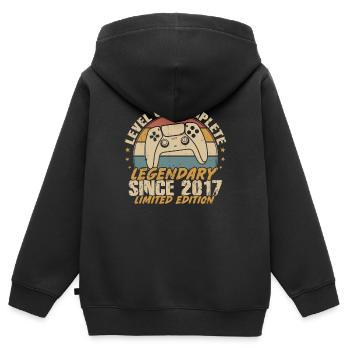 Level 7 Complete Legendär seit 2017 - Kinder Premium Organic Zip Hoodie - Schwarz - Hinten - AI Model Kid Male (0cm)