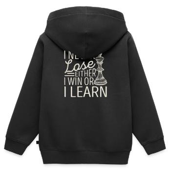 Je ne perds jamais, soit je gagne, soit je gagne - Sweat Premium à capuche zippé enfant bio - noir - Dos - AI Model Kid Male (0cm)