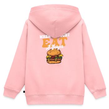 En cas de doute, mangez un hamburger, des petits pains, de la nourriture, du hamburger - Sweat Premium à capuche zippé enfant bio - rose - Dos - AI Model Kid Female (0cm)