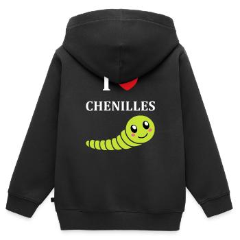 Chenilles insecte Amour petite chenille - Sweat Premium à capuche zippé enfant bio - noir - Dos - AI Model Kid Male (0cm)