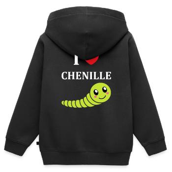 Chenilles insecte Amour petite chenille - Sweat Premium à capuche zippé enfant bio - noir - Dos - AI Model Kid Male (0cm)