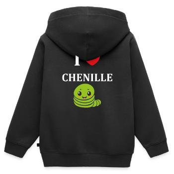 Chenilles insecte Amour petite chenille - Sweat Premium à capuche zippé enfant bio - noir - Dos - AI Model Kid Male (0cm)