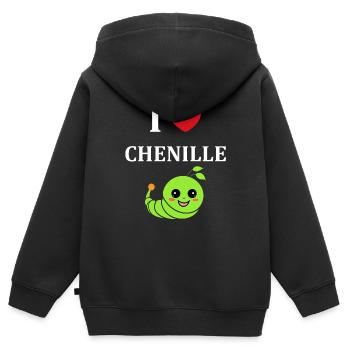 Chenilles insecte Amour petite chenille - Sweat Premium à capuche zippé enfant bio - noir - Dos - AI Model Kid Male (0cm)