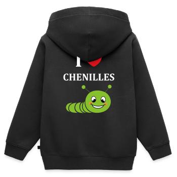 Chenilles insecte Amour petite chenille - Sweat Premium à capuche zippé enfant bio - noir - Dos - AI Model Kid Male (0cm)