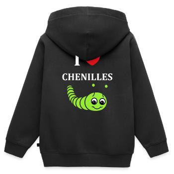 Chenilles insecte Amour petite chenille - Sweat Premium à capuche zippé enfant bio - noir - Dos - AI Model Kid Male (0cm)
