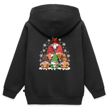 Funny Christmas Gnome Christmas Tree - Kinder Premium Organic Zip Hoodie - Schwarz - Hinten - AI Model Kid Male (0cm)