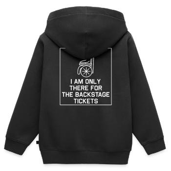Amputation Überlebende Behinderten Rollstuhlkostüm - Kinder Premium Organic Zip Hoodie - Schwarz - Hinten - AI Model Kid Male (0cm)