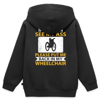Amputation Überlebende Behinderten Rollstuhlkostüm - Kinder Premium Organic Zip Hoodie - Schwarz - Hinten - AI Model Kid Male (0cm)