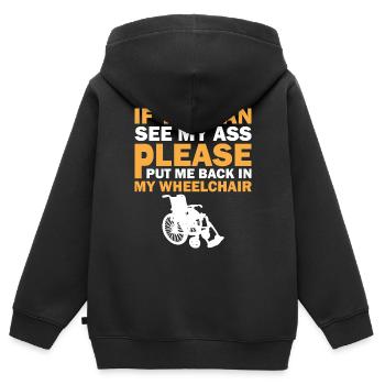 Amputation Überlebende Behinderten Rollstuhlkostüm - Kinder Premium Organic Zip Hoodie - Schwarz - Hinten - AI Model Kid Male (0cm)
