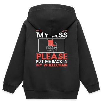 Amputation Überlebende Behinderten Rollstuhlkostüm - Kinder Premium Organic Zip Hoodie - Schwarz - Hinten - AI Model Kid Male (0cm)