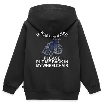 Amputation Überlebende Behinderten Rollstuhlkostüm - Kinder Premium Organic Zip Hoodie - Schwarz - Hinten - AI Model Kid Male (0cm)