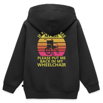 Amputation Überlebende Behinderten Rollstuhlkostüm - Kinder Premium Organic Zip Hoodie - Schwarz - Hinten - AI Model Kid Male (0cm)