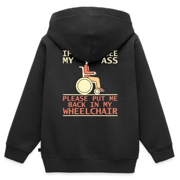 Amputation Überlebende Behinderten Rollstuhlkostüm - Kinder Premium Organic Zip Hoodie - Schwarz - Hinten - AI Model Kid Male (0cm)