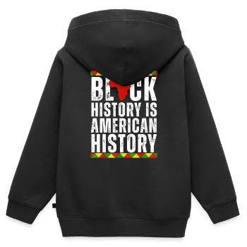 Schwarze Geschichte ist afroamerikanische Geschichte afrozentrisch - Kinder Premium Organic Zip Hoodie - Schwarz - Hinten - AI Model Kid Male (0cm)