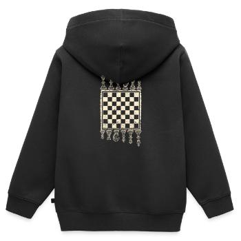 Damengambit Schachspielerfiguren Figuren Brett - Kinder Premium Organic Zip Hoodie - Schwarz - Hinten - AI Model Kid Male (0cm)