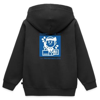 Procrastiner plus tard - Sweat Premium à capuche zippé enfant bio - noir - Dos - AI Model Kid Male (0cm)