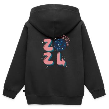 Happy new year 2024 - Kinder Premium Organic Zip Hoodie - Schwarz - Hinten - AI Model Kid Male (0cm)