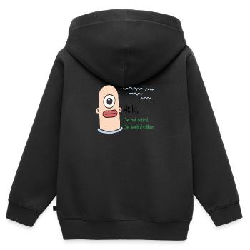 Je ne suis pas bizarre - Sweat Premium à capuche zippé enfant bio - noir - Dos - AI Model Kid Male (0cm)