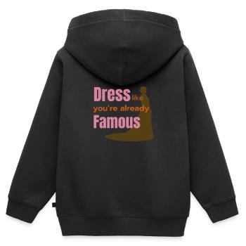 Als wärst du schon berühmt - Kinder Premium Organic Zip Hoodie - Schwarz - Hinten - AI Model Kid Male (0cm)