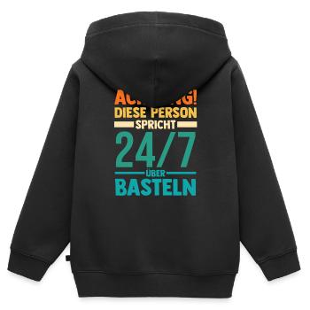 Bastler Bastelunterricht Basteln - Kinder Premium Organic Zip Hoodie - Schwarz - Hinten - AI Model Kid Male (0cm)