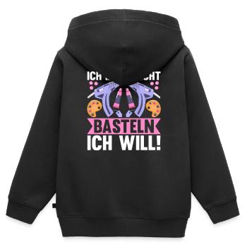 Bastler Basteln - Kinder Premium Organic Zip Hoodie - Schwarz - Hinten - AI Model Kid Male (0cm)