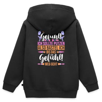 Bastler Basteln - Kinder Premium Organic Zip Hoodie - Schwarz - Hinten - AI Model Kid Male (0cm)