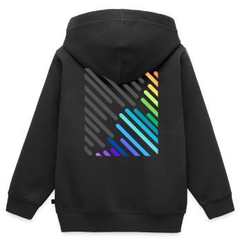 Bunte graue Streifen - Kinder Premium Organic Zip Hoodie - Schwarz - Hinten - AI Model Kid Male (0cm)