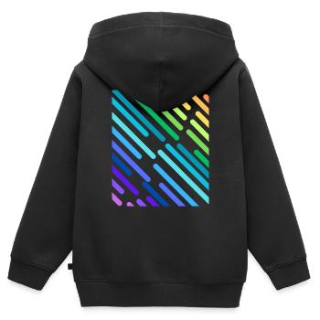 REGENBOGEN-STREIFEN - Kinder Premium Organic Zip Hoodie - Schwarz - Hinten - AI Model Kid Male (0cm)