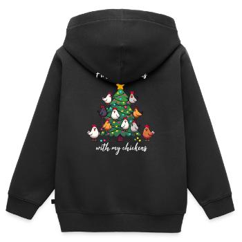 Weihnachten mit Hühner Hühnerbesitzer Hühnerstall - Kinder Premium Organic Zip Hoodie - Schwarz - Hinten - AI Model Kid Male (0cm)