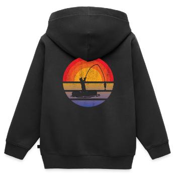 Angeln Fischen Angelhaken Angler Angelsport - Kinder Premium Organic Zip Hoodie - Schwarz - Hinten - AI Model Kid Male (0cm)