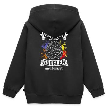 Denken Ist Wie Googlen Nur Krasser Gehirn Schüler - Kinder Premium Organic Zip Hoodie - Schwarz - Hinten - AI Model Kid Male (0cm)